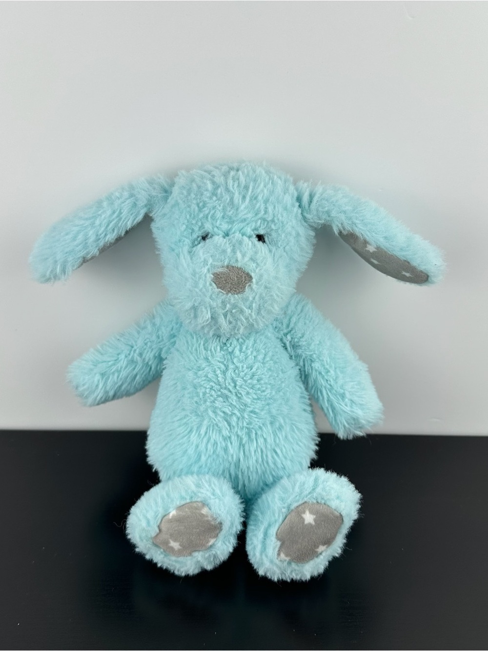 World's Softest Blue Puppy Dog 10" Worlds Soft Gray White Stars Plush